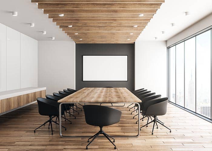 Smartboard ceiling design for corporate offices - Heron Ceilings.